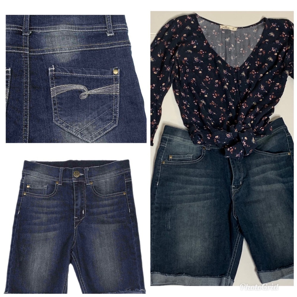 Bienzoe Girls Dark Denim Shorts Size 18